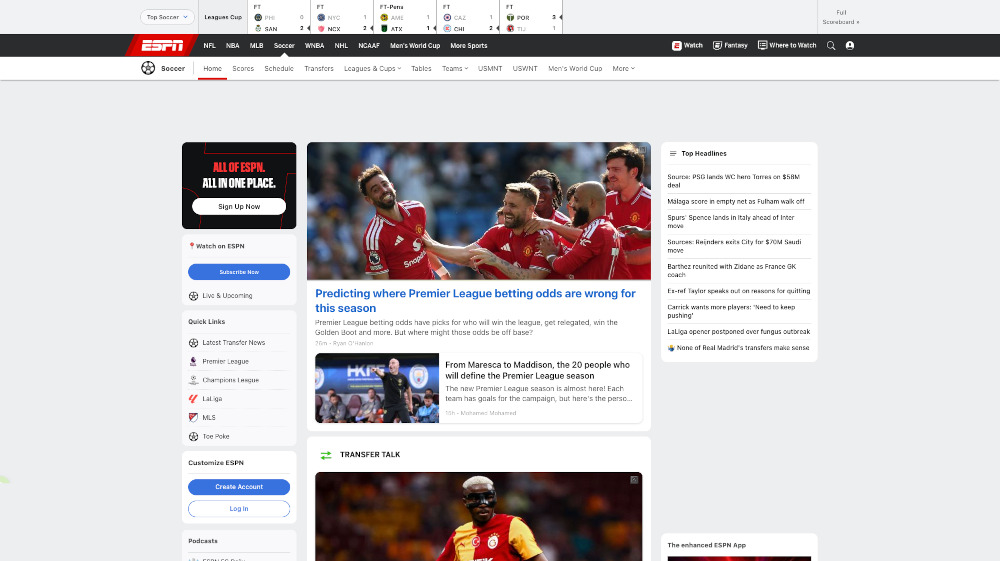 ESPN Soccer Review 2026: Scores, News, Transfers, Stats, Highlights & Live Soccer